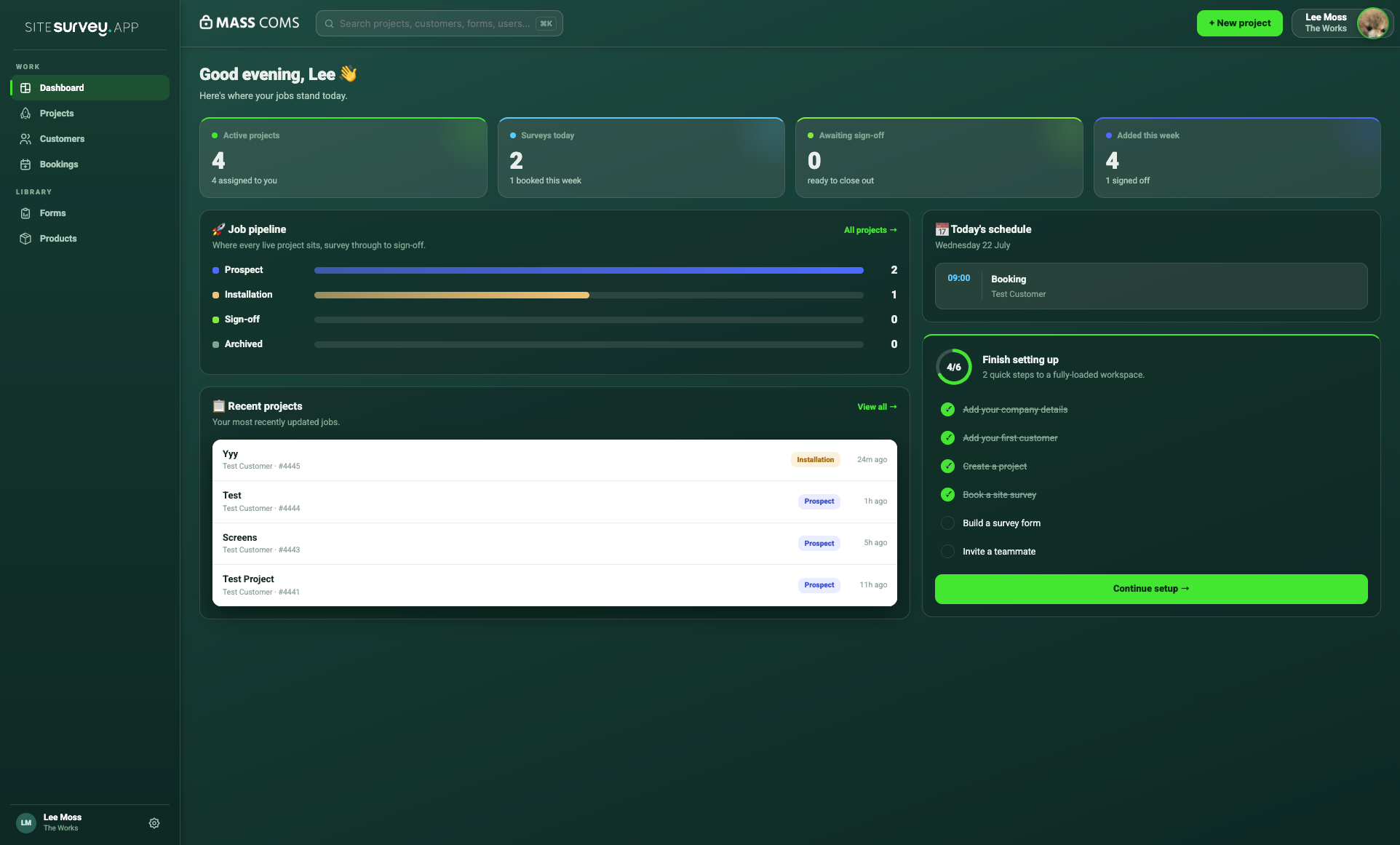 SiteSurvey dashboard across multiple projects